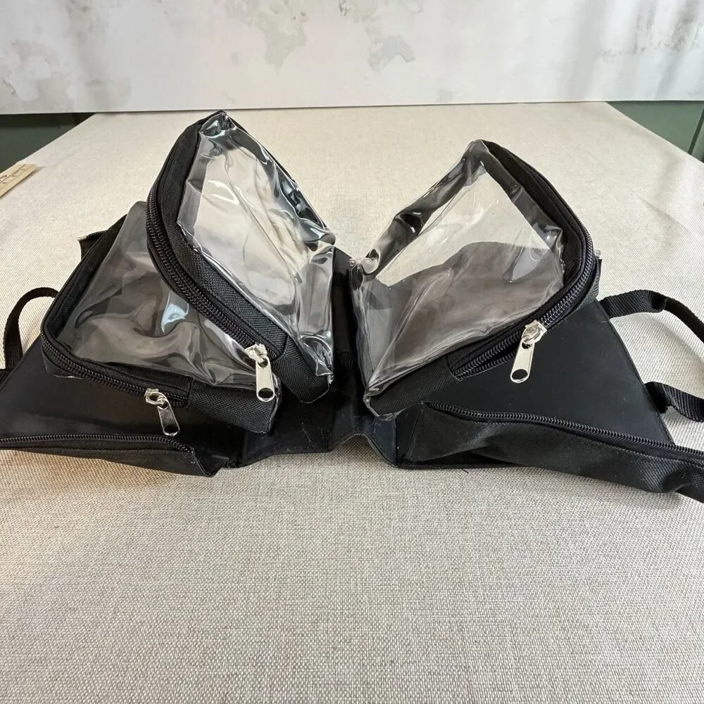 Professional Makeup Artist Bag Fold Out Organizer Clear Zipper Pouches Black